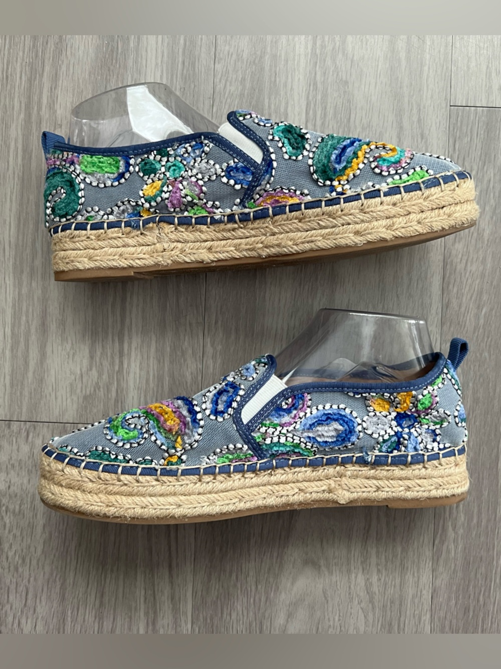 Sam Edelman Beaded Embroidered Espadrilles Multicolor Boho Slip-On Flats Size 11 - Picture 2 of 16